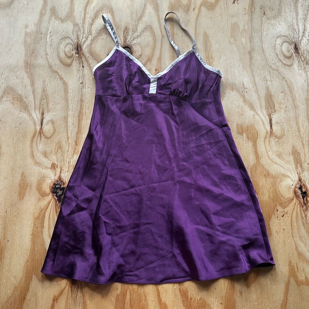 Jones New York Purple Satin Contrast Trim Slip Dress - Medium